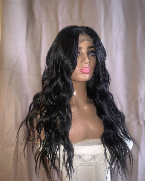 Beach Wave Middle Part Custom 5x5 Closure Wig