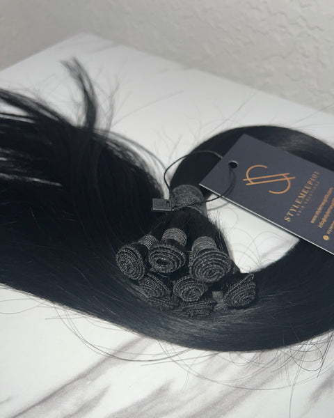 Kashmir Black Straight Hand Tied Wefts