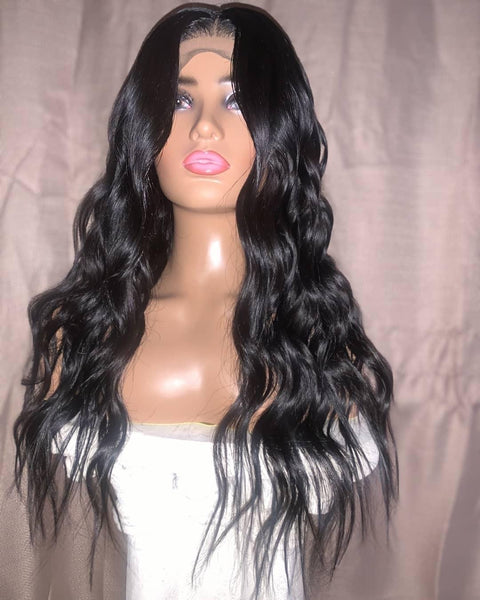 Beach Wave Middle Part Custom 5x5 Closure Wig