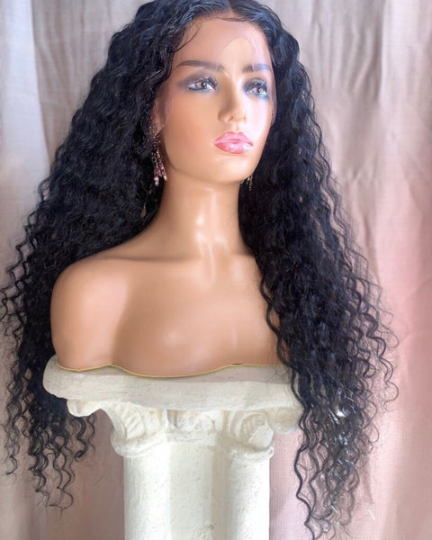 24” Middle Part Deep Wave Full Lace Wig (200% Density)
